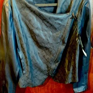 Anthropologie Blue Faux Snake Skin Jacket Sz XL